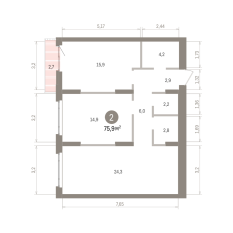 75.00 м² | 12 - 16 эт. 00