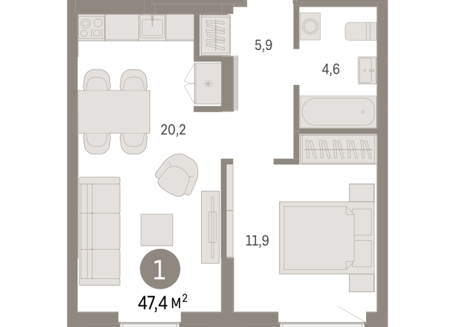 47.00 м² | 6 - 16 эт.