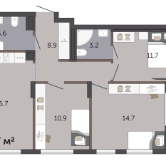 71.70 м² | 2 - 19 эт. 00