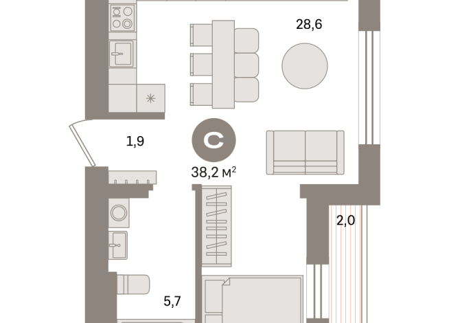 38.00 м² | 9 - 9 эт.