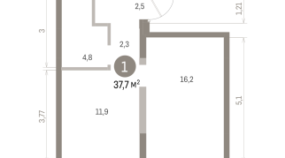 37.00 м² | 1 - 8 эт.