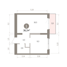 36.00 м² | 6 - 8 эт. 00