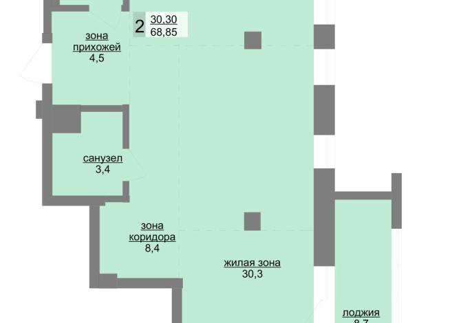 68.10 м² | 10 - 30 эт.