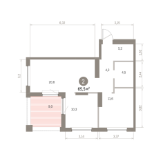 65.00 м² | 7 - 8 эт. 00