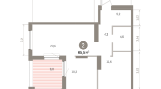 65.00 м² | 7 - 8 эт.