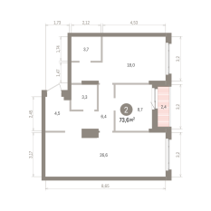 73.00 м² | 8 - 16 эт. 00