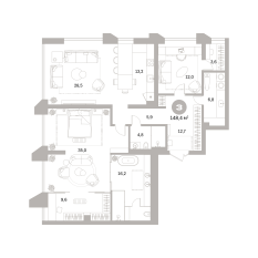 148.00 м² | 21 - 25 эт. 00