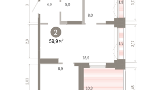 59.00 м² | 15 - 16 эт.