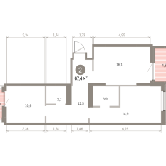 67.00 м² | 9 - 9 эт. 00