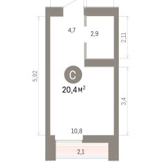 20.00 м² | 14 - 16 эт. 00