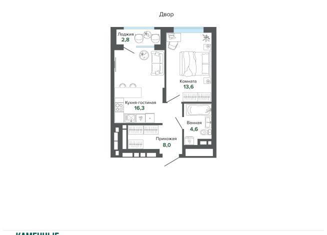 45.33 м² | 3 - 25 эт.