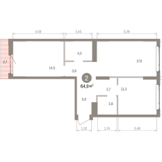 64.00 м² | 5 - 7 эт. 00