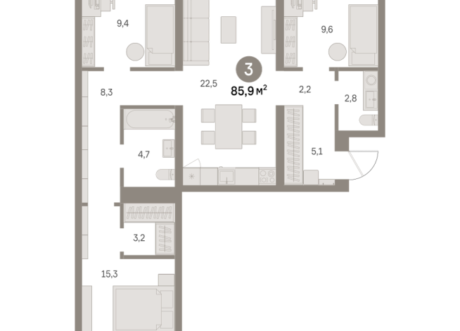 85.00 м² | 6 - 8 эт.