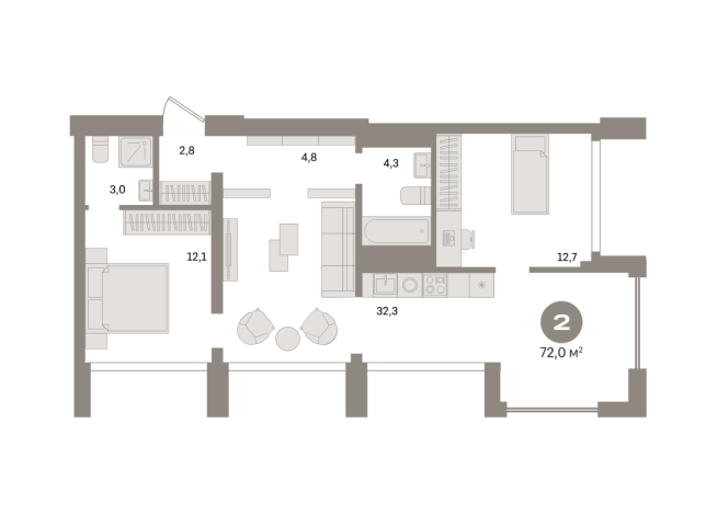 72.00 м² | 22 - 24 эт.
