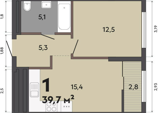 39.90 м² | 11 - 31 эт.
