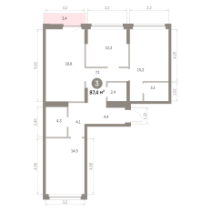 87.00 м² | 3 - 9 эт. 00