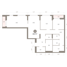 105.00 м² | 6 - 16 эт. 00