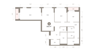 105.00 м² | 6 - 16 эт.