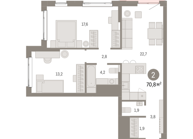 70.00 м² | 22 - 25 эт.
