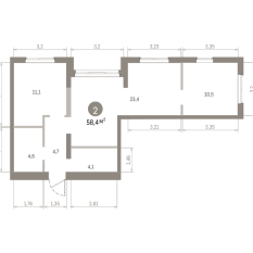 58.00 м² | 6 - 24 эт. 00