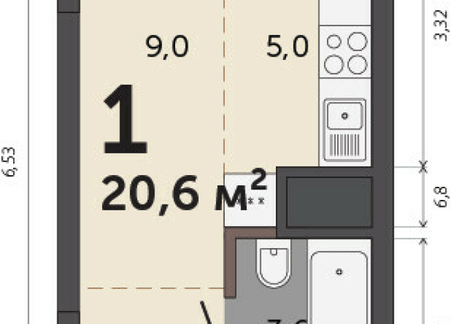 20.60 м² | 8 - 30 эт.