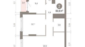 60.00 м² | 18 - 25 эт.