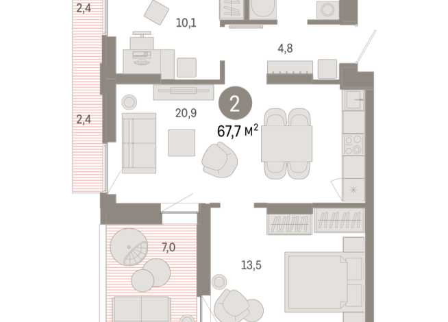 67.00 м² | 7 - 8 эт.