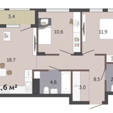 61.60 м² | 8 - 19 эт. 00