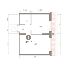 37.00 м² | 7 - 8 эт. 00