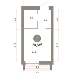 20.00 м² | 8 - 9 эт. 00