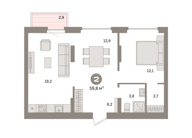 59.00 м² | 3 - 7 эт.