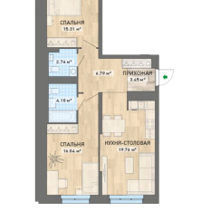 2-к квартира | 71.26 м² | 16 - 20 эт. 10
