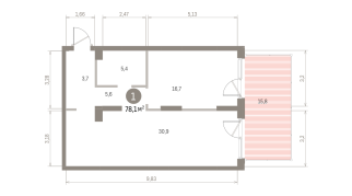 78.00 м² | 1 - 16 эт.