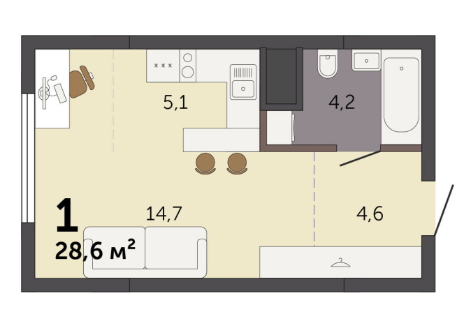 28.60 м² | 15 - 32 эт.