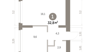 32.00 м² | 2 - 9 эт.