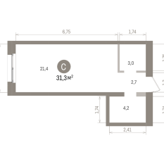 31.00 м² | 12 - 15 эт. 00