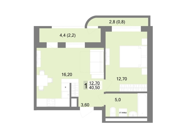40.50 м² | 10 - 22 эт.