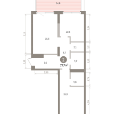 77.00 м² | 2 - 8 эт. 00