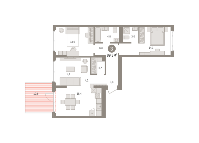 89.00 м² | 2 - 7 эт.
