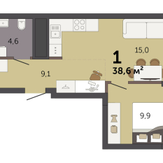 38.60 м² | 27 - 32 эт. 00