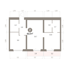 61.00 м² | 6 - 8 эт. 00