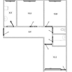 3-к квартира | 63.80 м² | 8 - 9 эт. 70