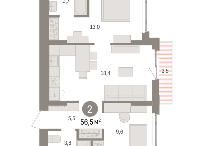 56.00 м² | 4 - 7 эт.