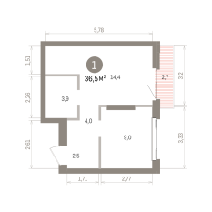 36.00 м² | 8 - 25 эт. 00
