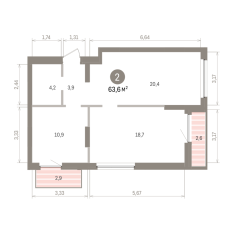 63.00 м² | 3 - 9 эт. 00