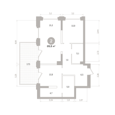 89.00 м² | 3 - 17 эт. 00