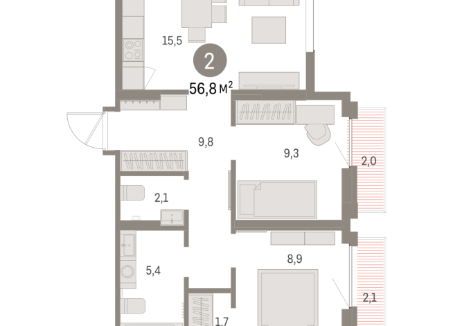 56.00 м² | 6 - 8 эт.