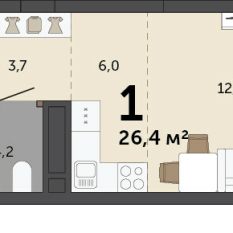 26.40 м² | 6 - 23 эт. 00