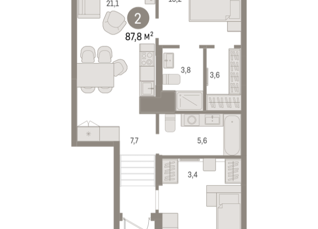 87.00 м² | 1 - 9 эт.