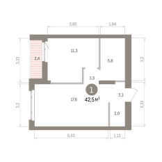 42.00 м² | 7 - 16 эт. 00